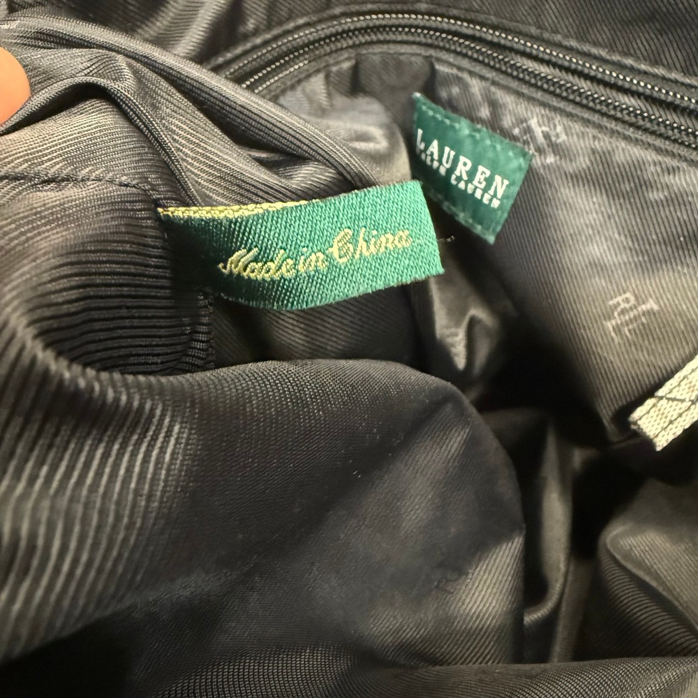Lauren Ralph Lauren Monogram Tote Bag‎ Black White Canvas Zip Top - Picture 5 of 10